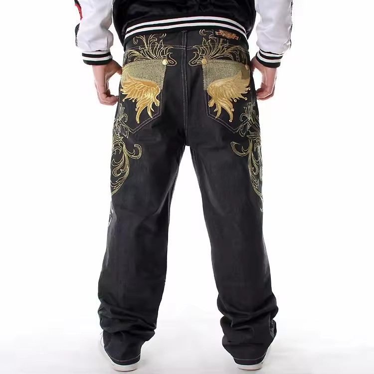 Fashion Plus Size Mens Jeans Skateboard Pants Phoenix Embroidery Jeans Hip Hop Demin Jeans For Men