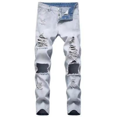 High Quality Skinny Men's Jeans Men Streetwear Destroyed Ripped Denim Trousers