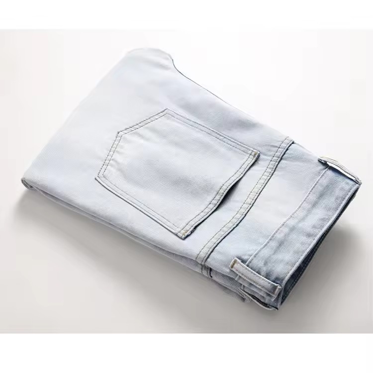 High Quality Skinny Men's Jeans Men Streetwear Destroyed Ripped Denim Trousers