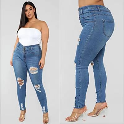 High Waist Ripped Denim Jeanas Large Size Distressed Pencil Jeans Plus Size Jeans for Women 5XL