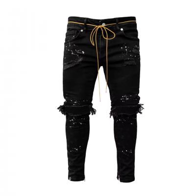 Wholesale High Quality New Streetstyle Men's Slim Worn-out Slim-fit Pants Painted Jeans