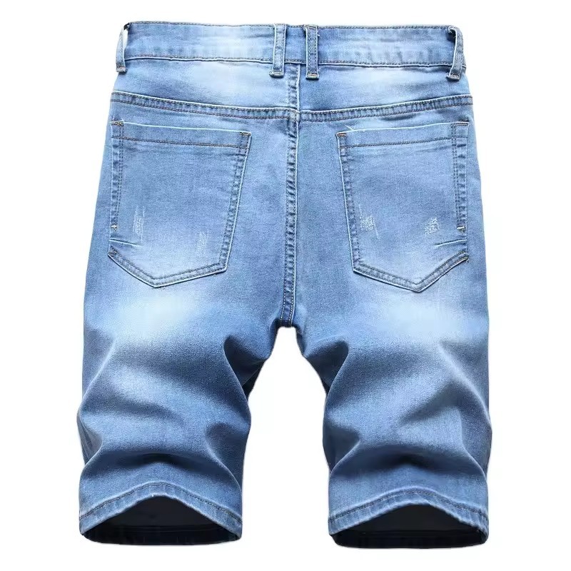 Mens Painted Short Jeans Stretch Personality Splash Ink Denim Shorts