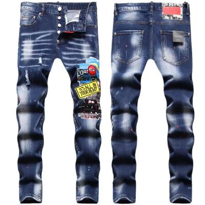  ODM OEM High Street Fashion Mens Jeans Night Club Personal Designer Printed Jeans Men Punk Pants Skinny Hip Hop Jeans