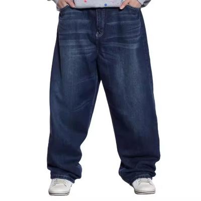 Mens Blue Denim Jeans Straight Type Hip Hop Little Baggy Loose fit Denim Jeans