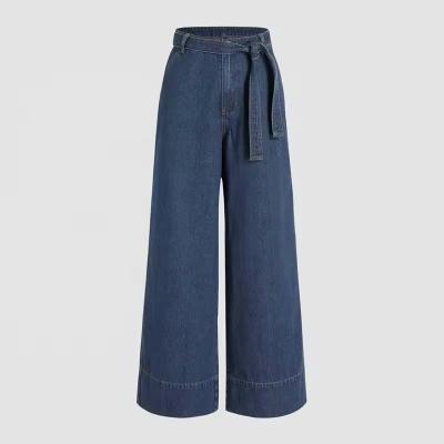 WDJ013 custom women denim jeans wide leg jeans for women