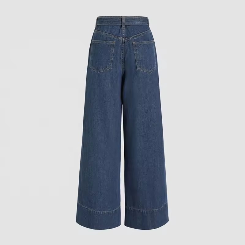 WDJ013 custom women denim jeans wide leg jeans for women