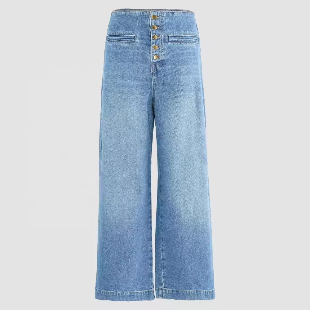 WDJ006 custom women denim jeans women wide leg jeans