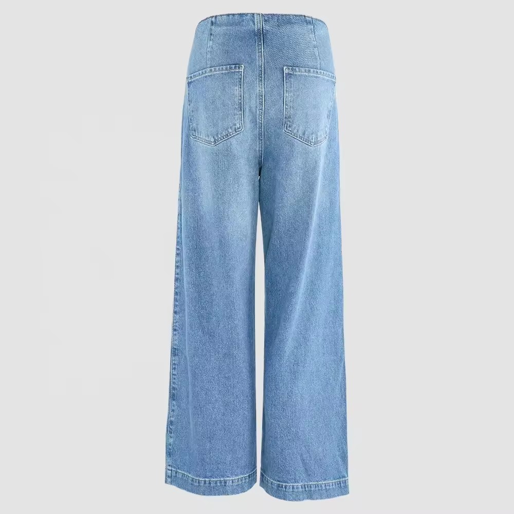 WDJ006 custom women denim jeans women wide leg jeans