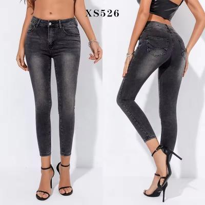 customized skinny high waist fashion jeans women pencil jeans black jeans 5xl 6xl