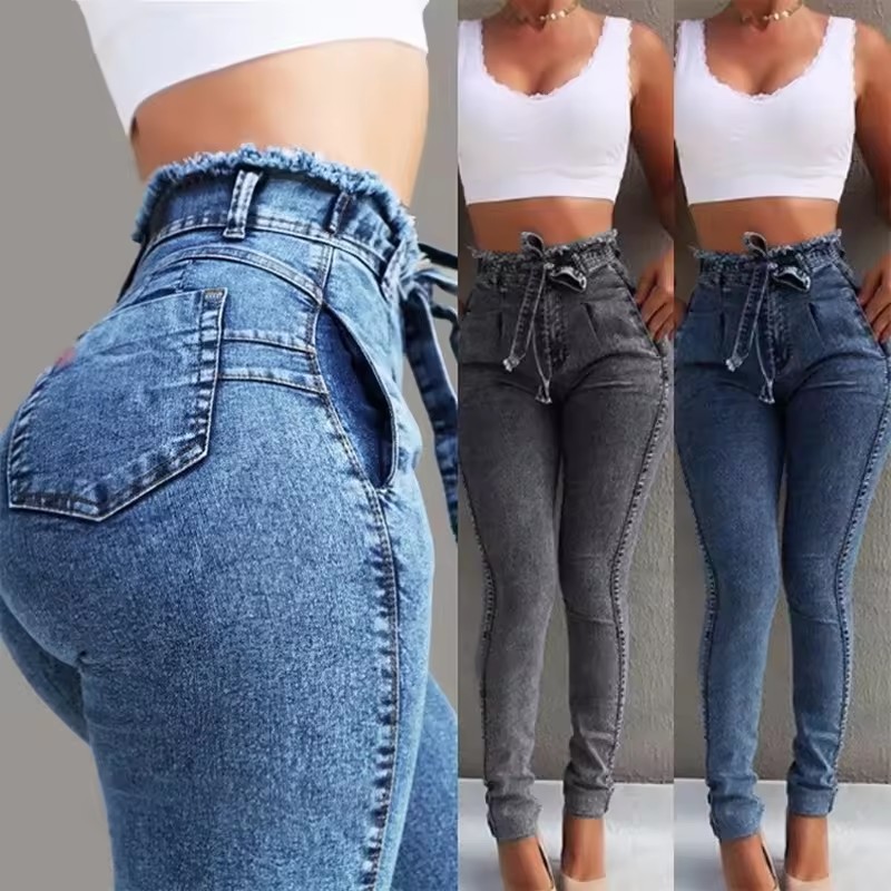 women jeans damaged tight super skinny ripped high waist denim jeans womens