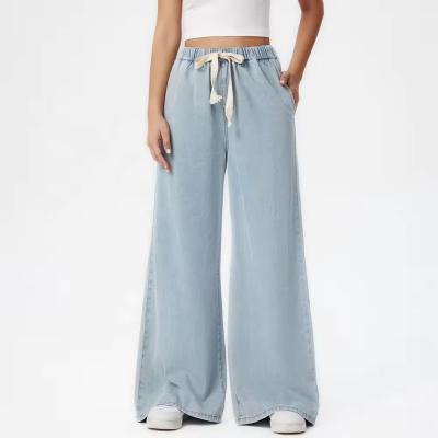 ODM OEM high waist wide leg pants women jeans elastic waist jeans