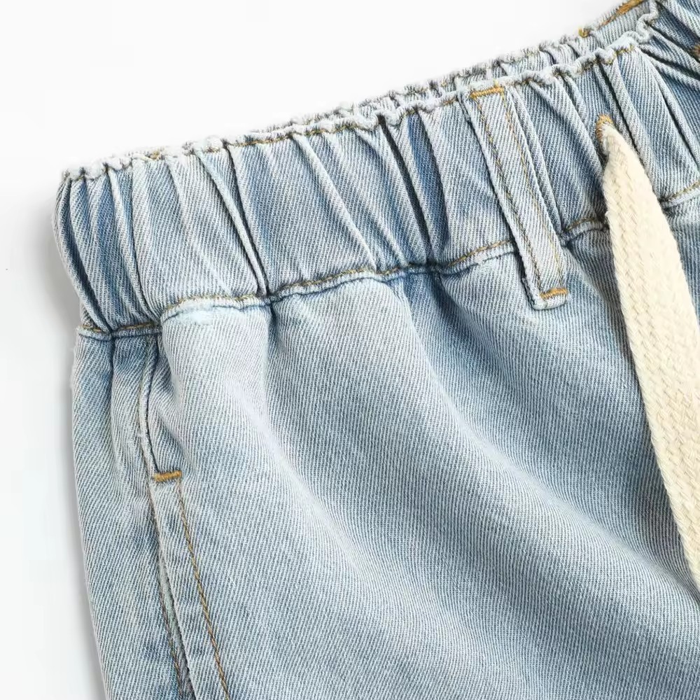 ODM OEM high waist wide leg pants women jeans elastic waist jeans