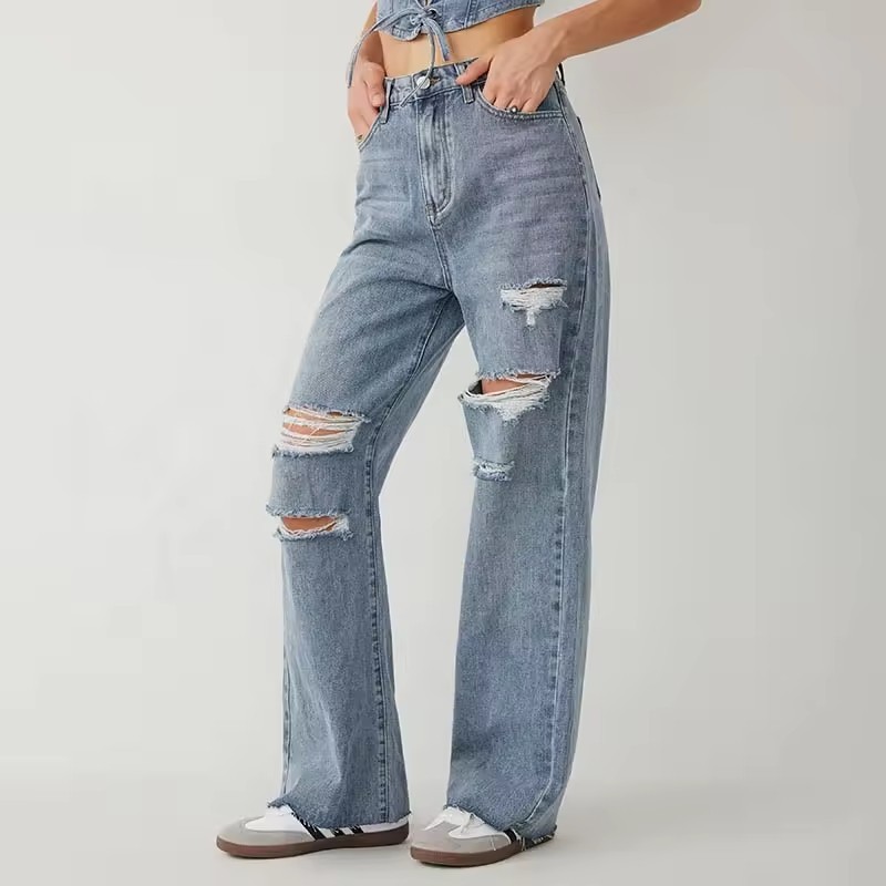 high waist women jeans wide leg jeans for women destroyed jeans women