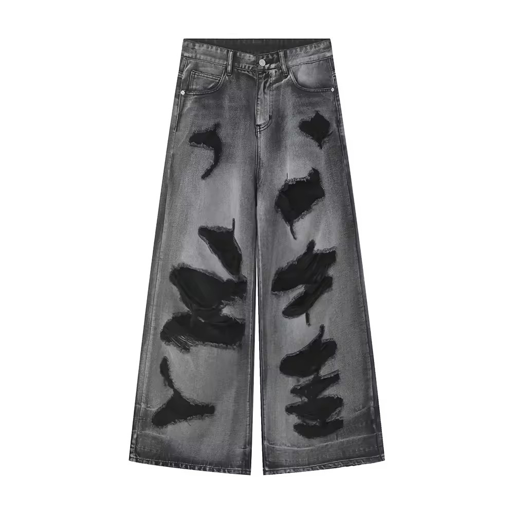 distressed denim jeans hommes high street hole jean men y2k baggy jeans men