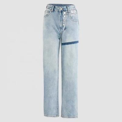 WDJ010 custom jeans manufacturers straight leg jeans women blue jeans for women