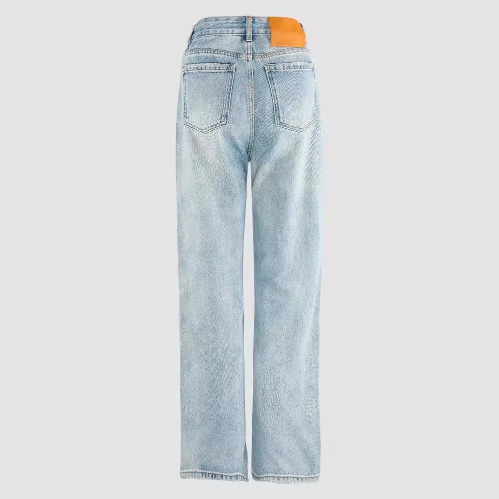 WDJ010 custom jeans manufacturers straight leg jeans women blue jeans for women