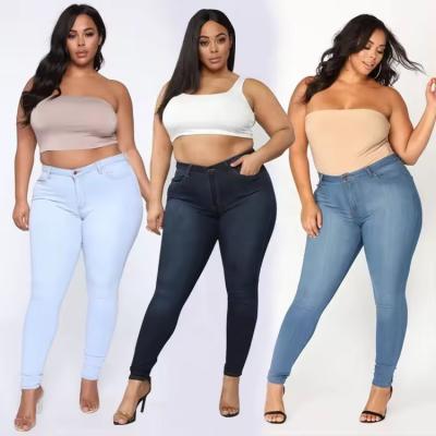 WP08 ODM OEM plus size classics pants fall skinny denim plus size pants & jeans fat women denim jeans 5xl