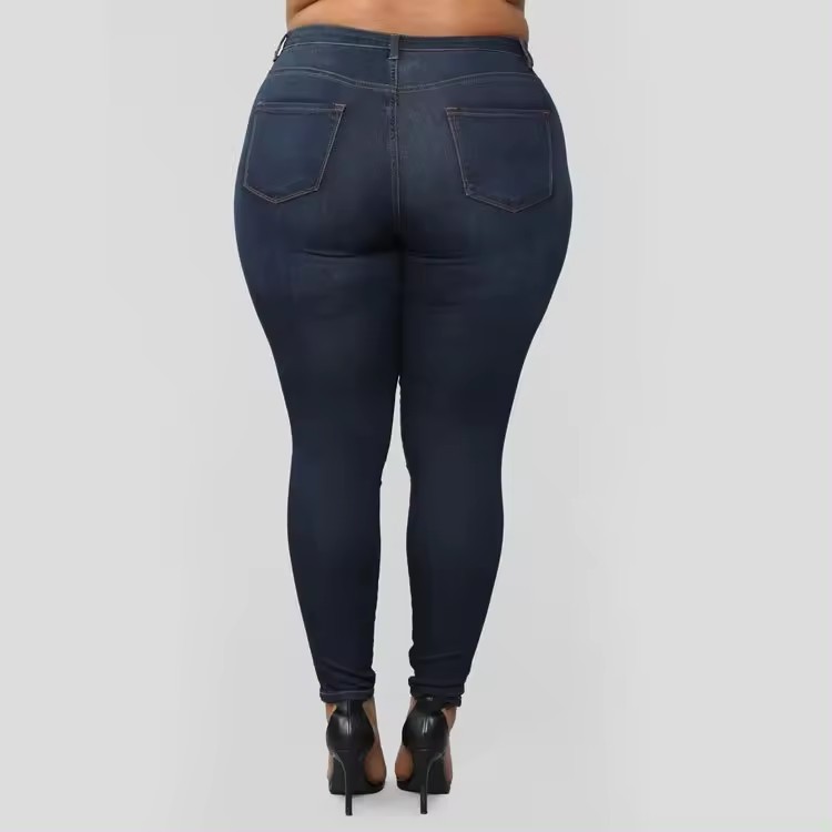 WP08 ODM OEM plus size classics pants fall skinny denim plus size pants & jeans fat women denim jeans 5xl