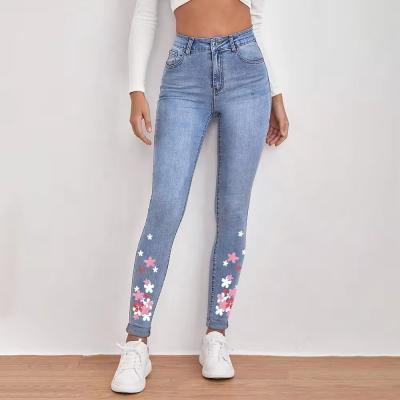 custom jeans womens floral print women's jeans high waist skinny jeans women