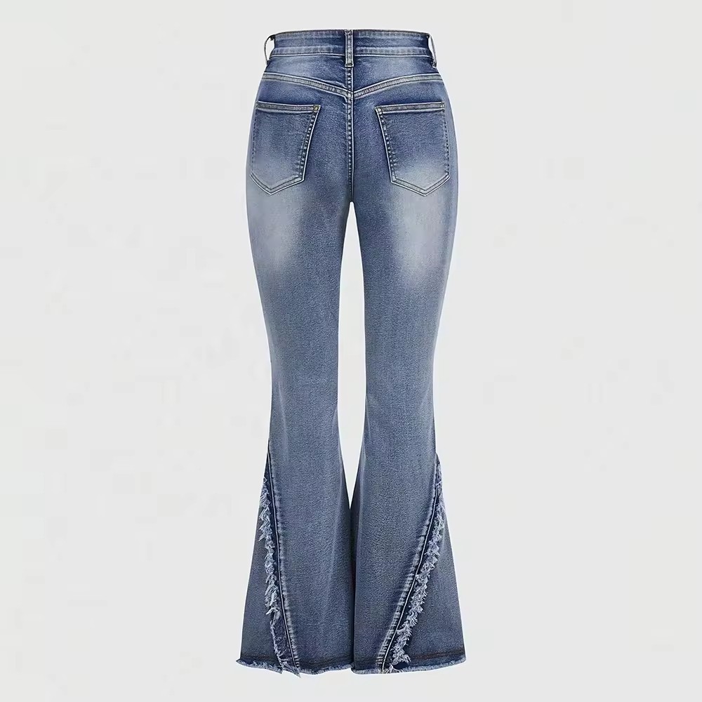 custom flare jeans women fringe jeans women's frayed denim jeans