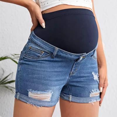 MJ010 maternity denim shorts women ripped jeans shorts maternal short jeans for women