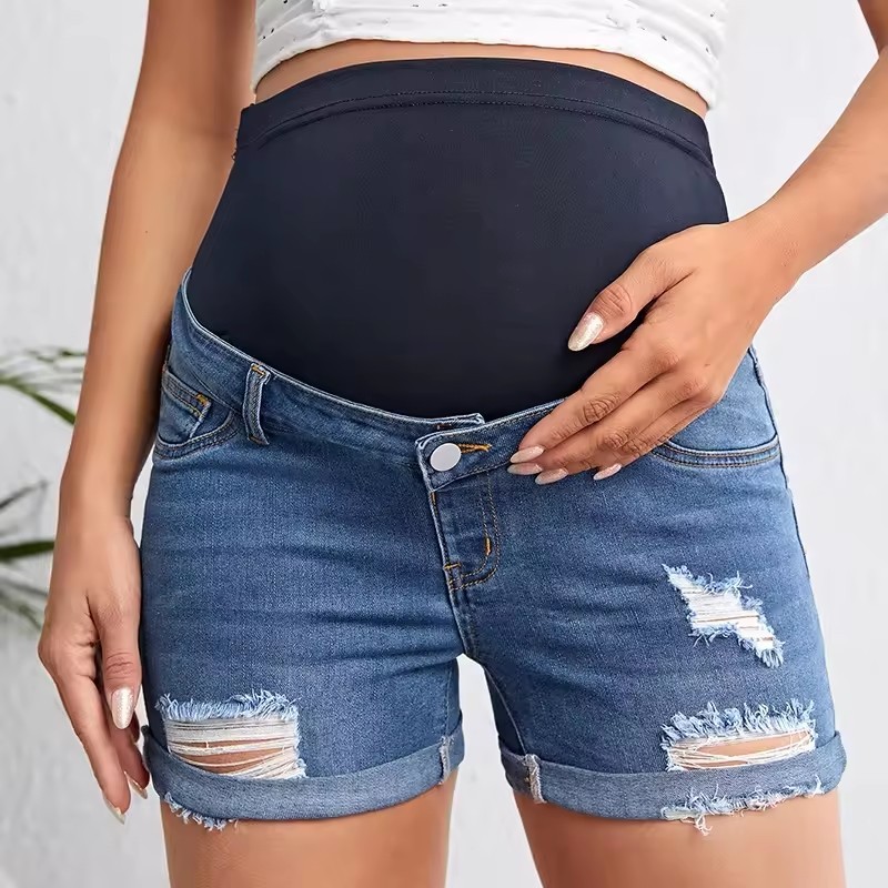 MJ010 maternity denim shorts women ripped jeans shorts maternal short jeans for women