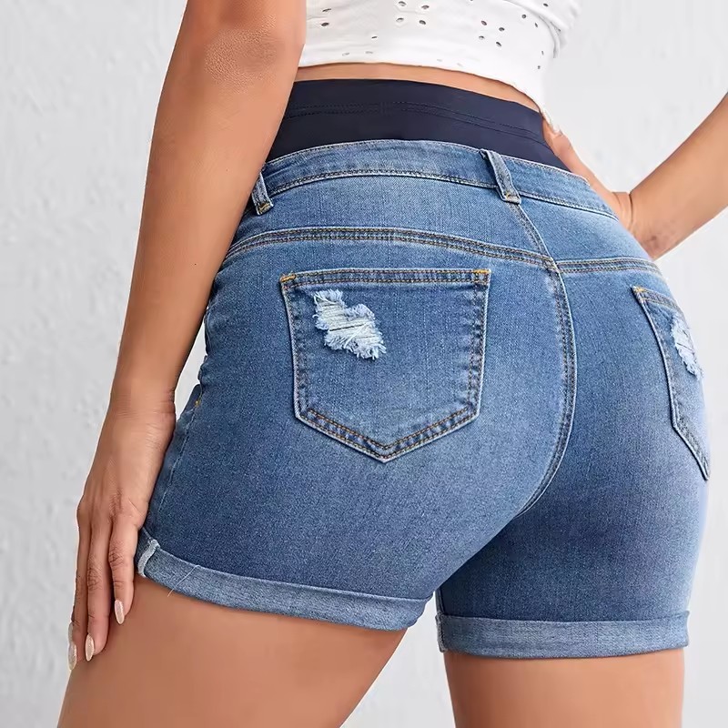 MJ010 maternity denim shorts women ripped jeans shorts maternal short jeans for women